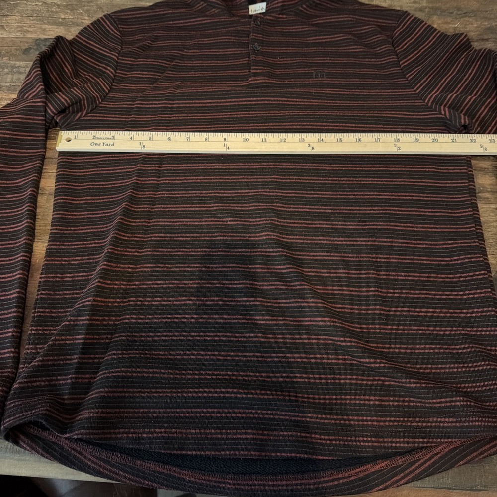 Travis Mathew Hoodie Mens large striped Henley Lightweight Pullover Sweatshirt - Picture 4 of 6